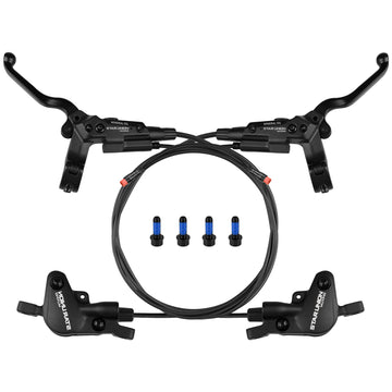 STAR UNION 221PYDJ + KQ169 eBike Hydraulic Brake Set – Parking Brake, 2-Pin Cut-Off with Sight Glass