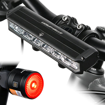 USB-C Rechargeable Bike Light Set | 1800 Lumen Headlight & Smart Brake Sensing Tail Light