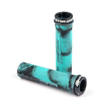 STAR UNION Lock-On Bike Handlebar Grips (22.2mm) — One-Side Locking, Cushioned Rubber, 130mm