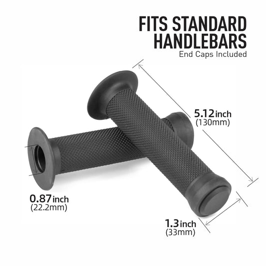 STAR UNION Rubber Bike Handlebar Grips (22.2mm) — Open-End, Comfortable & Cushioned, 130mm