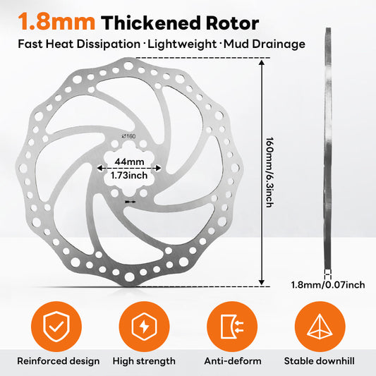 Star Union DP8 Disc Rotor – 1.8mm Stainless Steel 6-Bolt Brake Rotor (160, 180, 203mm)