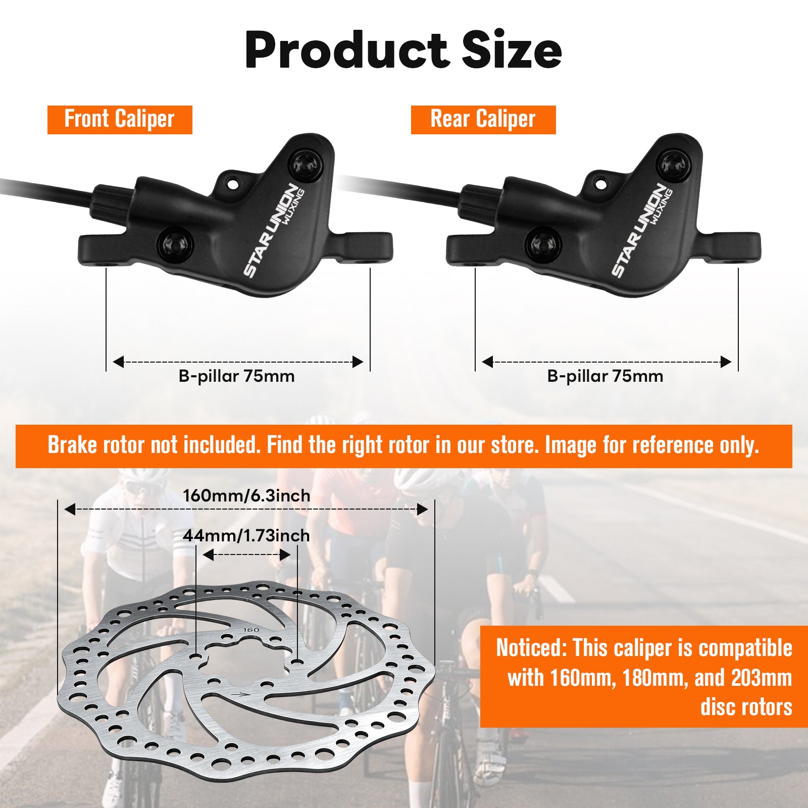STAR UNION 221PYDJ KQ169 eBike Hydraulic Brake | Parking & 2-Pin