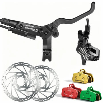 Star Union 220PYD Pro Electric Hydraulic Disc Brake Bundle – E-Bike Brake Set + Rotor + Pads (Complete Kit)
